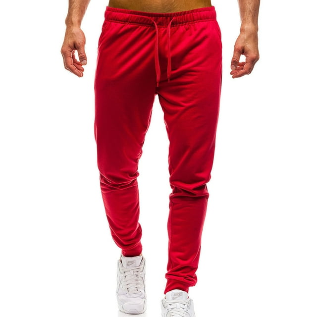 Innerwin Pantalon à Cordon Hommes Bas Sport Taille Haute Pantalon Décontracté Rouge m