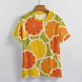 thumbnail image 3 of Citrus Slice Pattern Women's Short Sleeve T-Shirt Crew Neck Casual Summer Trendy Loose Fit Tops, 3 of 6