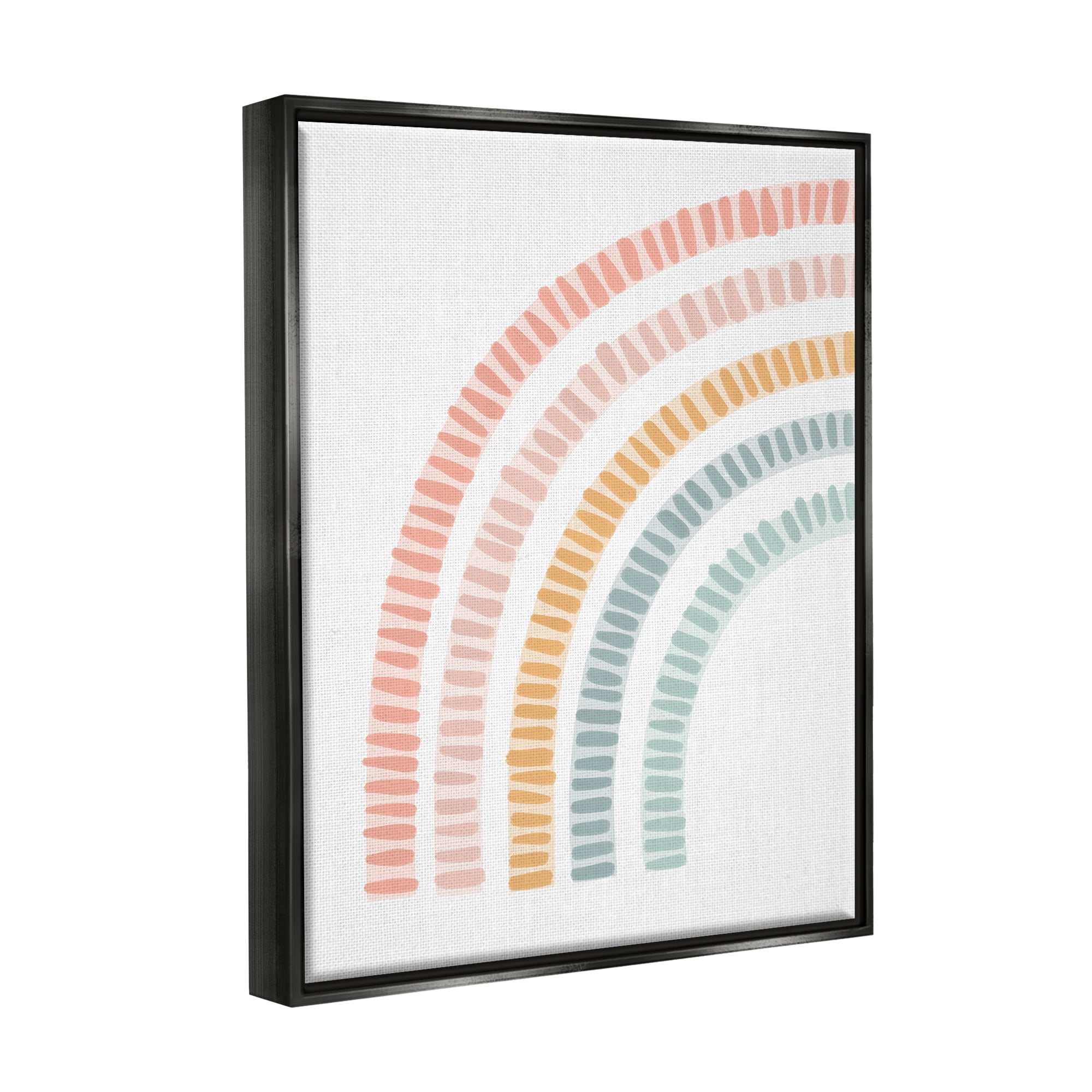 Stupell Industries Minimal Pastel Rainbow Landscape Painting Black Floater Framed Canvas Art Print Wall Art, 17 x 21