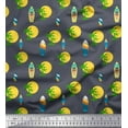 thumbnail image 1 of Soimoi Rayon Crepe Fabric Skull,Sun & Palm Tree Nature Print Sewing Fabric Yard 46 Inch Wide, 1 of 1