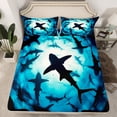 thumbnail image 3 of Homewish Cartoon Ocean Shark Twin Sheet Sets, Underwater World Twin Fitted Sheet, Teens Kids Girls Boys Flat Sheet, Breathable Home Decor, 3 Pieces, 3 of 8