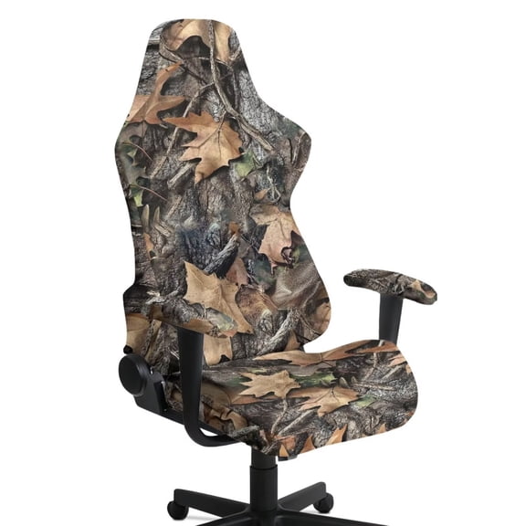SCRAWLGOD Camo Forest Print 4 PCS Gaming Chair Covers Slipcovers Non-Slip Gamer Chair Cover Stretchable Rotating Armchair Covers with Armrest Covers