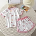 thumbnail image 2 of Yammkia Baby Girl Summer Short Set Toddler Girl Clothes Baby Girls Outfits Summer Floral Print Shirt Shorts 2pcs Baby Clothing for 6-7 Years,Light Pink, 2 of 4