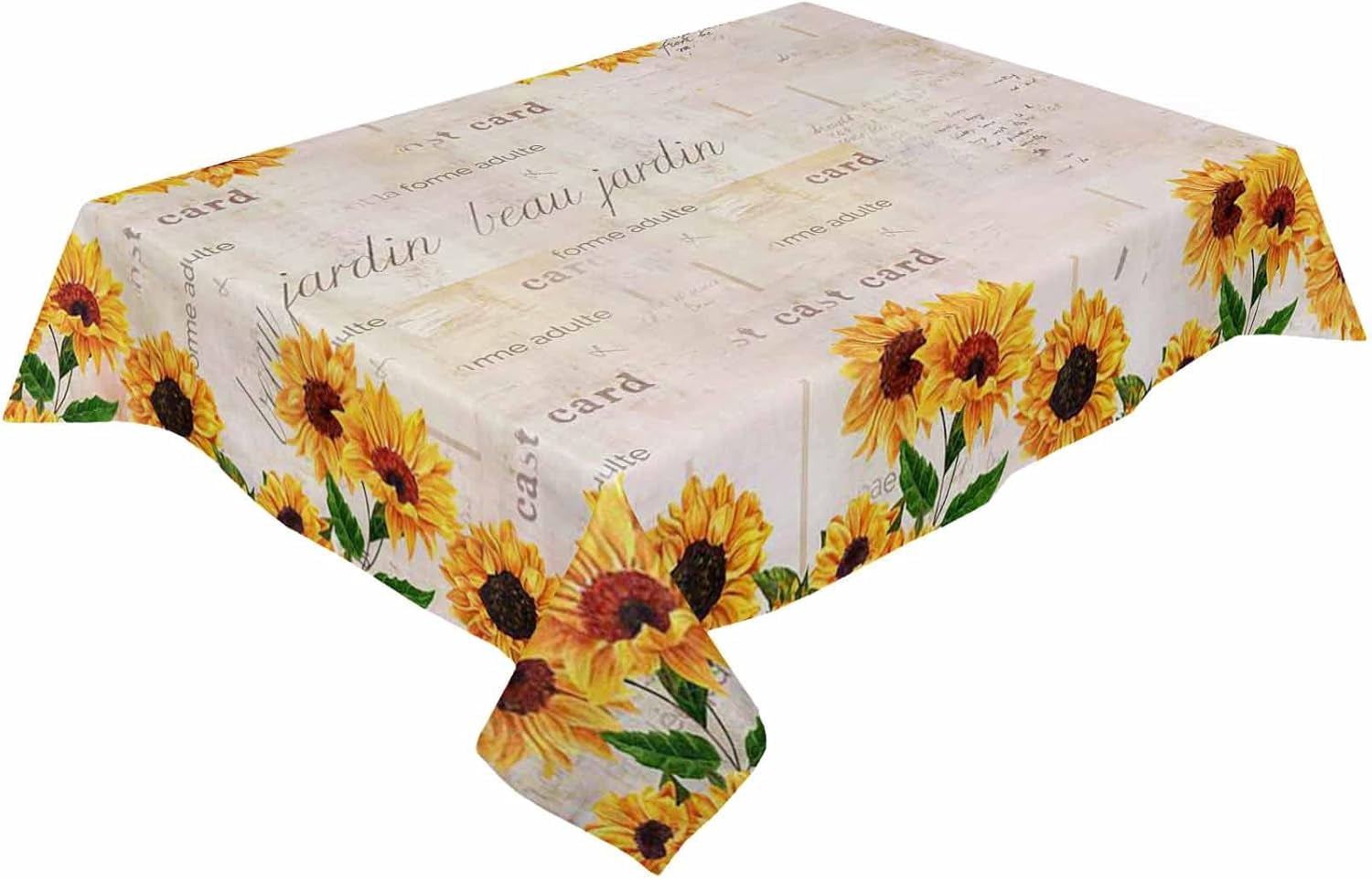 Rectangle Sunflower Tablecloth Waterproof & Stainproof Floral Tablecloths,Rustic Orange Flower Tablecloth Farmhouse Washable Polyester Table Cloth Wrinkle-Free Table Cover for Dining/Party/Wedding