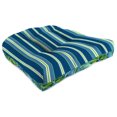 thumbnail image 2 of Jordan Manufacturing 19" x 19" Sullivan Cashmere Blue Stripe and Fulton Shale Blue Leaves Reversible Square Tufted Contoured Outdoor Wicker Seat Cushion (2 Pack), 2 of 10