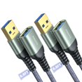 thumbnail image 1 of TEMOGU-USB Extension Cable 6.6FT 2 Pack, Nylon Braided USB 3.0 Extension Cable Extender, Type Male to Female Cord High Speed for Hard Drive, Oculus Rift, Hub, Mouse, Keyboard, Xbox, Webcam, Microphon, 1 of 4