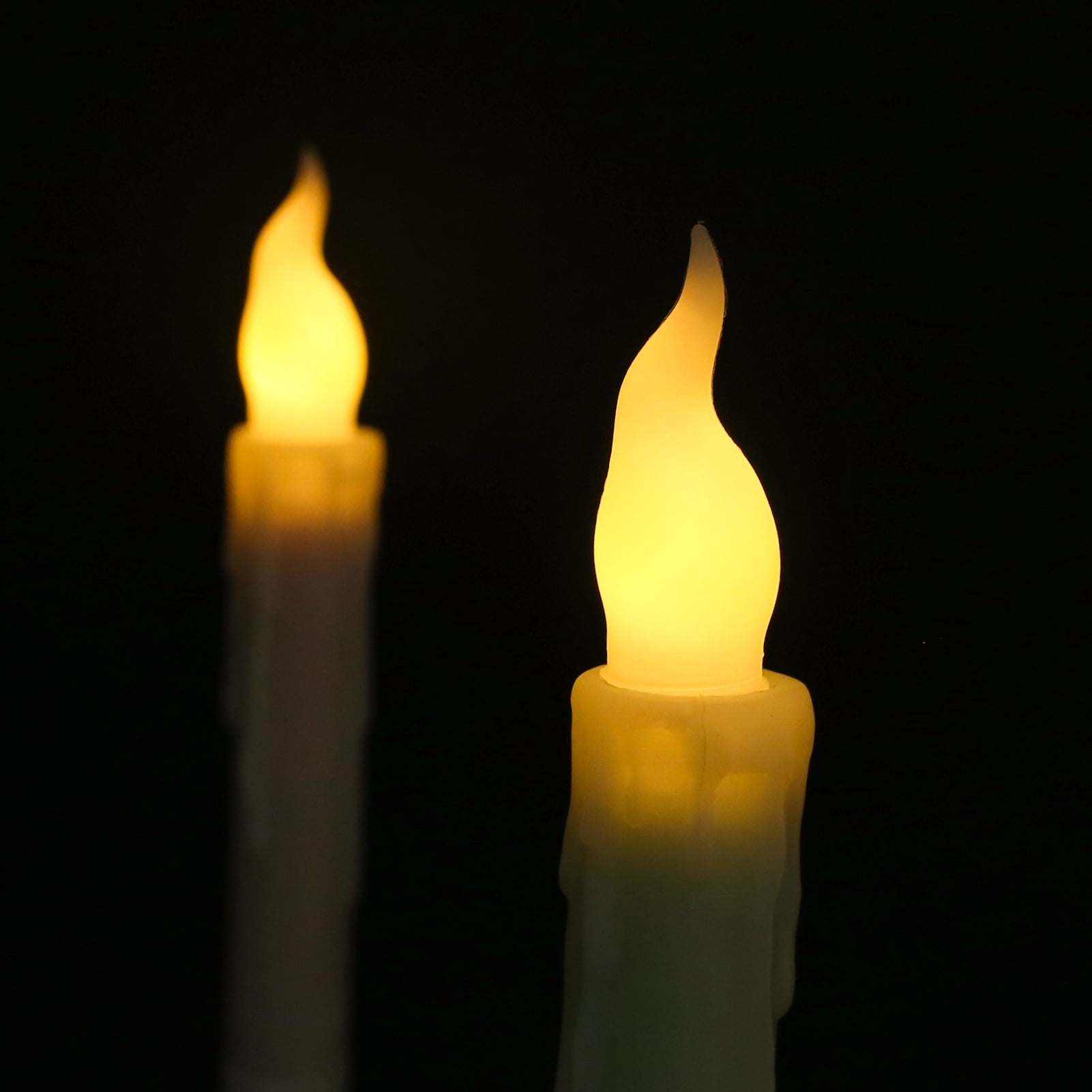 Ivory Flameless Taper Candles 12 Pack, Battery Operated LED Candles, Taper Plastic Candles 3D Wick Lights Dropping Tear with Remote Control with Timer for Home Decor ,Halloween ,Christmas ,Wedding