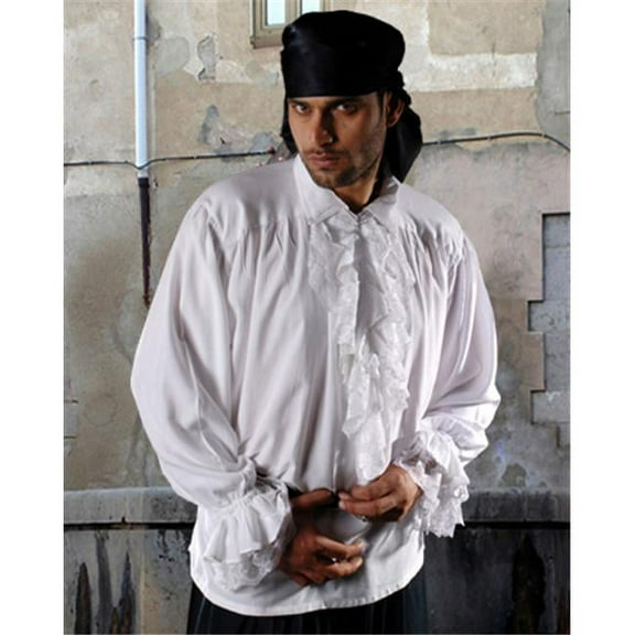 C1008 Roberto Cofresi Shirt with Detachable Frill, White - Large