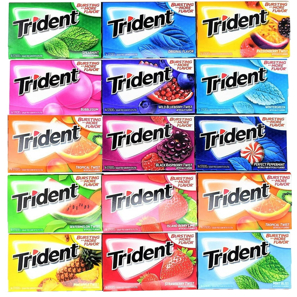 Trident Sugar Free Gum Variety Assortment Gift Pack (15 Count