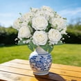 thumbnail image 6 of Artificial Roses Flowers, Silk Fake White Roses with Stems Realistic Bouquets for Wedding Centerpiece Holiday Decorations Home Decor Party Crafts DIY, 12.2", 6 of 6