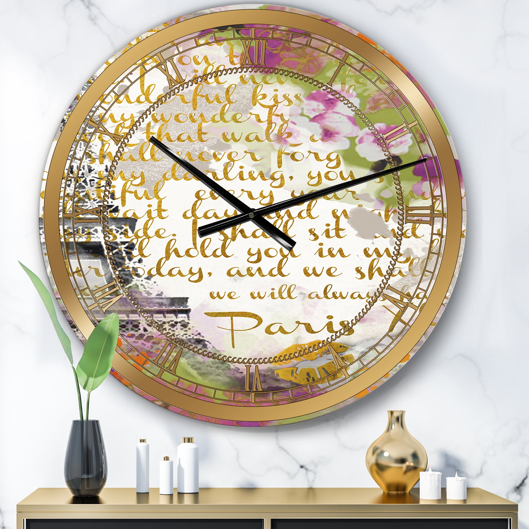 Designart Oversized Multicolor Analog Round Modern Traditional Wall Clocks, CLM25477-C23