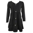 thumbnail image 1 of Versatile V Neck Long Sleeve Dress with Buttoned Pleats for Women Flowy Summer Dresses Yellow XXXL, 1 of 4