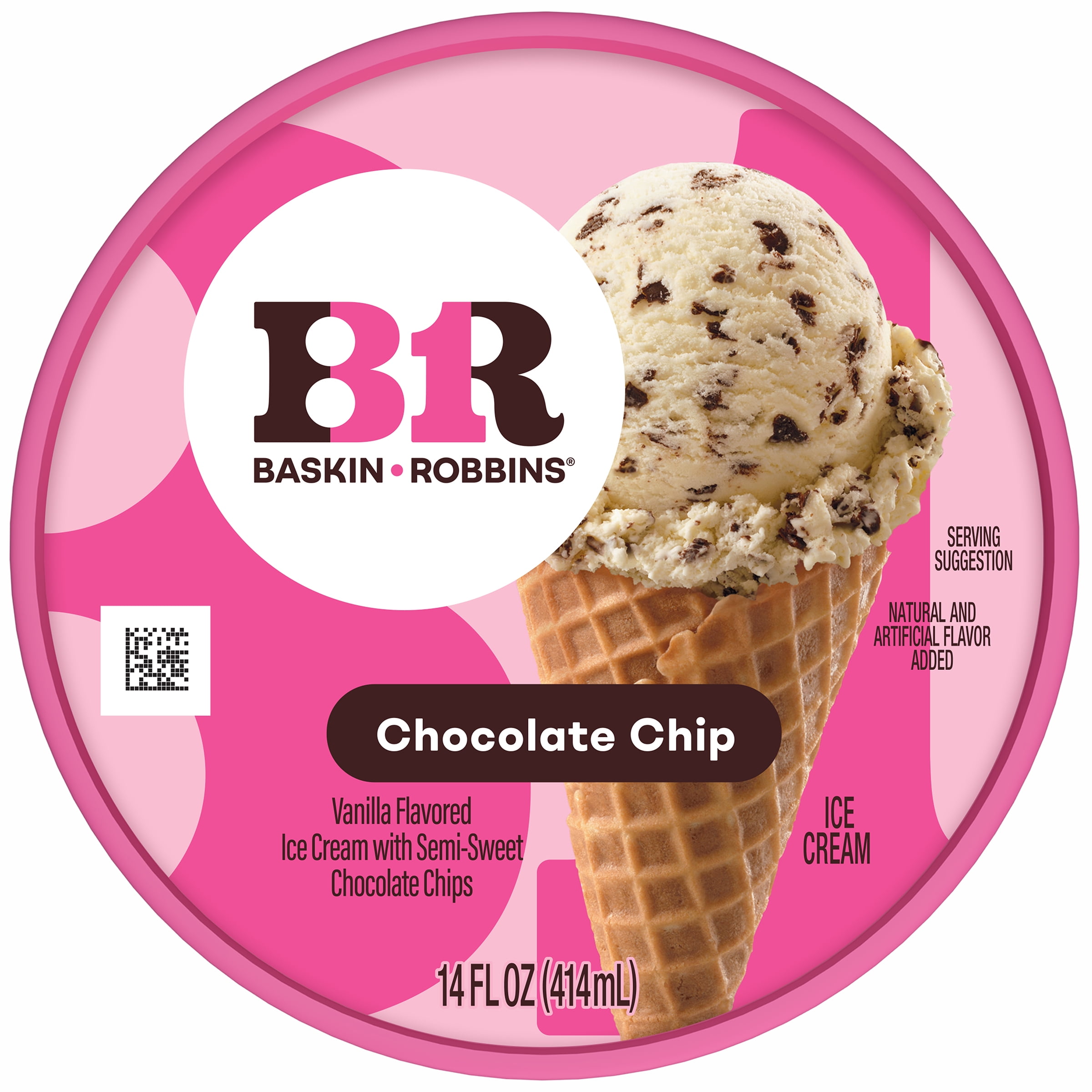 Baskin-Robbins Chocolate Chip Ice Cream, 14 fl oz Cup – Vanilla Ice Cream with Rich Chocolate Chips