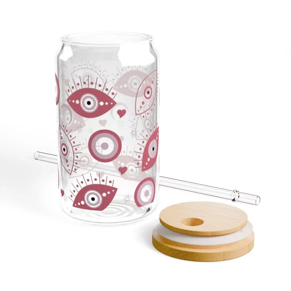 Boho Iced Coffee Cup, 16Oz With Lid And Straw, Eye-Catching Drinkware