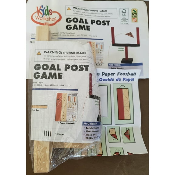 Homedepot Kids Workshop Build it Yourself Project - Wooden Craft Kit - Build a Goal Post Game - For Children Ages 5 