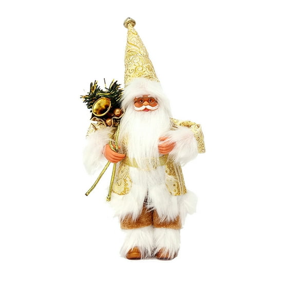 CASAFUN 11"Standing Santa Claus Figurine Vintage Santa Holding Gift Bag Statue with Sequined Hat Christmas Figures Decor for New Year Holiday Xmas Party Home Decoration