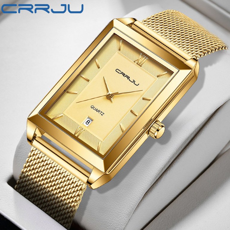 CRRJU New Watch For Men Top Brand Luxury Gold Sport Stainless Steel Quartz  Watches Design Wrist Watch Man Relogio Masculino