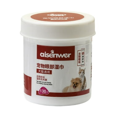 Pet Supplies 130 Pieces Natural Pet Wipes for Dogs and Cats , 100% Natural Plant, Cleaning Deodorizing Cat Wipes/Dog Wipes for Pet Dog Cat Eye Tear Ear Stain, Round Pad Grooming Wipes
