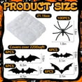 thumbnail image 2 of 2200 Sqft Super Stretch Cobwebs with 100 Fake Spiders 24 Bats, 21.16 oz Halloween Spider Webs Decorations, DIY Spooky Spider Cotton Webbing for Outdoor Indoor Yard Garden Haunted House Party Supplies, 2 of 7