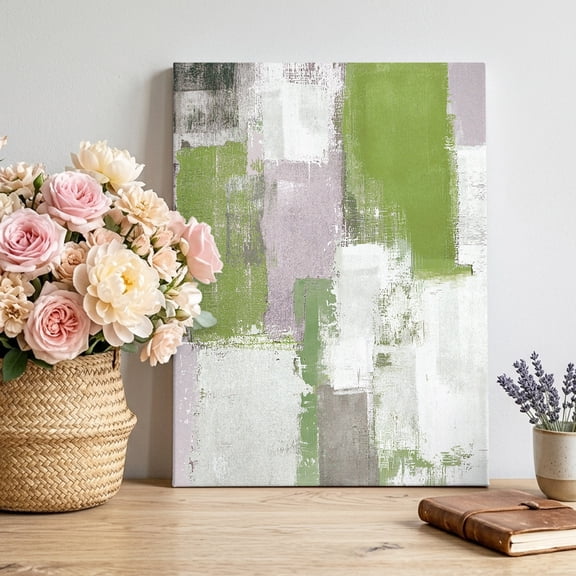 Sage Green Grey Abstract Canvas Wall Art Framed Wall Decor for Living Room Bedroom Bathroom, Modern Graffiti Canvas Pictures Ready to Hang Decor, 8"x10"