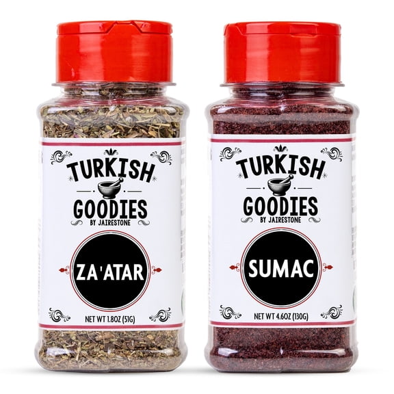 Turkish Goodies Zaatar & Sumac Spice Set | Authentic Zahatar 1.8oz Ground Sumac 4.6oz | Middle Eastern Seasoning