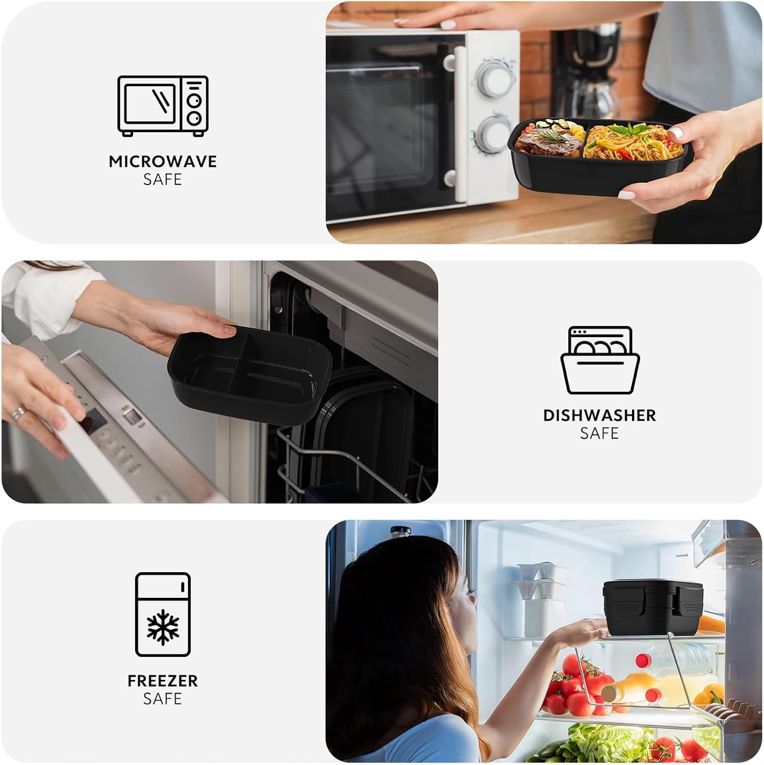 Ahot Adult Lunch Box,3 Stackable Bento Lunch Containers for Adults, Modern Minimalist Design Bento Box with Utensil Set, Leak-Proof Lunchbox for Dining Out, Work, Picnic