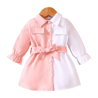 DXTON Toddler Girl Long Sleeve Dress - Cotton Casual Playwear With Rainbow Stripes