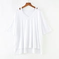 thumbnail image 2 of Women's Loose Fit V Neck Short Sleeve Comfy Regular Tank Tops Summer Casual Soft Lightweight T-Shirt Tee | CSEONE,White L, 2 of 7
