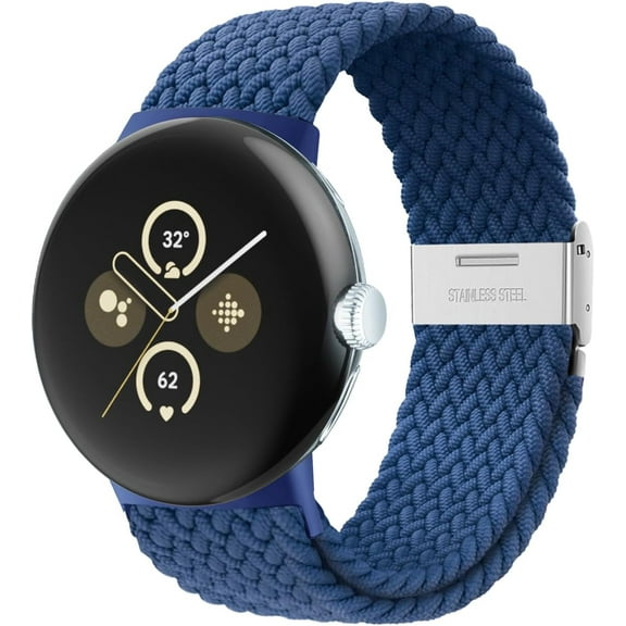 MYKOMI Stretchy Braided Bands Compatible with Google Pixel Watch 3 Band 41mm/Pixel Watch 2 Band/Google Pixel Watch Band - Upgraded Connector - Elastic Nylon Breathable Sport Straps for Women Men