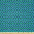 thumbnail image 2 of Ambesonne African Fabric by the Yard Microfiber, Simplistic Diamond Shapes, 1 Yard, Dark Seafoam Blue Violet, 2 of 2