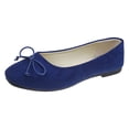 thumbnail image 3 of Domuza Womens Bowknot Ballet Flats Pointy Toe Casual Flat Shoes Suede Dressy Wear to Work Slip-Ons Moccasins Loafers summer Royal Blue 8（EU-40）, 3 of 5