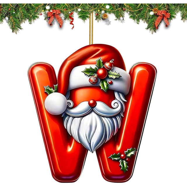 26 adornos navideños con letras del alfabeto | Decoraciones personalizadas con letras para colgar en el árbol de Navidad