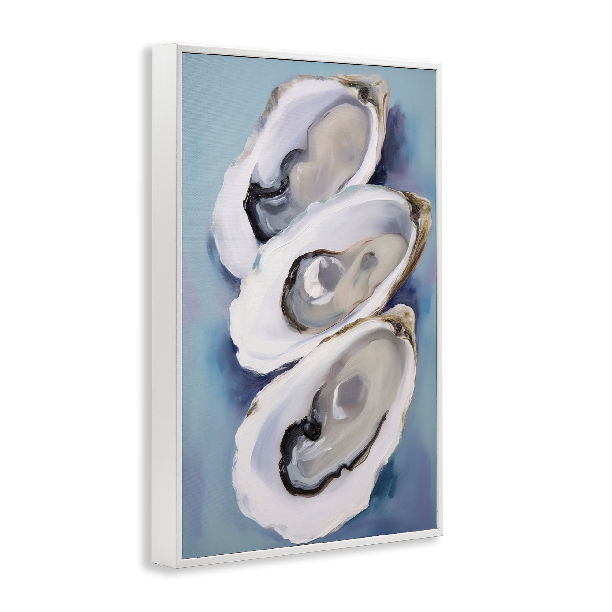 Stupell Industries Three Oyster Shells Animals & Insects Painting White Framed Art Print Wall Art, 20 x 30