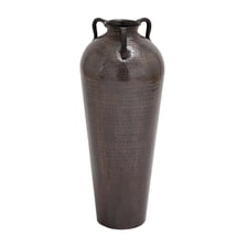 DecMode Brown Faux Seagrass Tall Woven Floor Decorative Vase with Dark ...