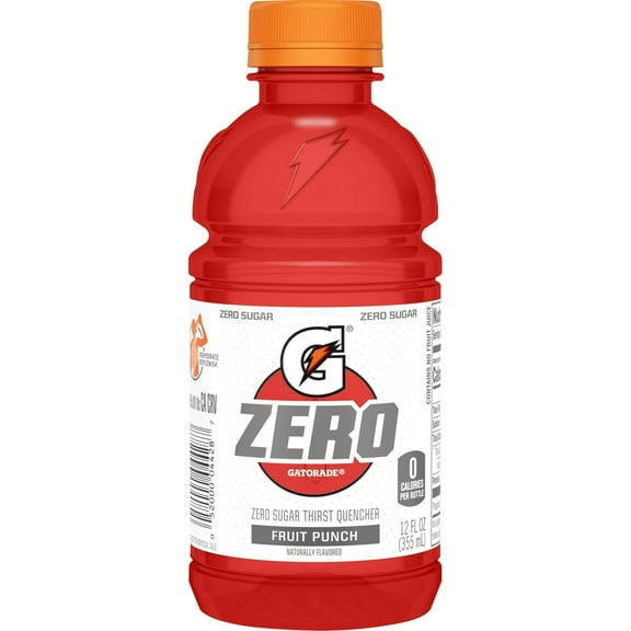 Gatorade Zero Sugar Thirst Quencher Fruit Punch Sports Drinks 12 fl oz, 1 Count Bottles
