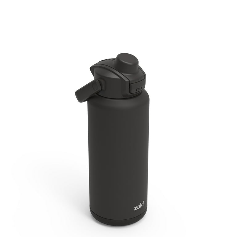 Zak Designs 32oz Stainless Steel Double Wall Liberty Straw Water Bottle (Black)