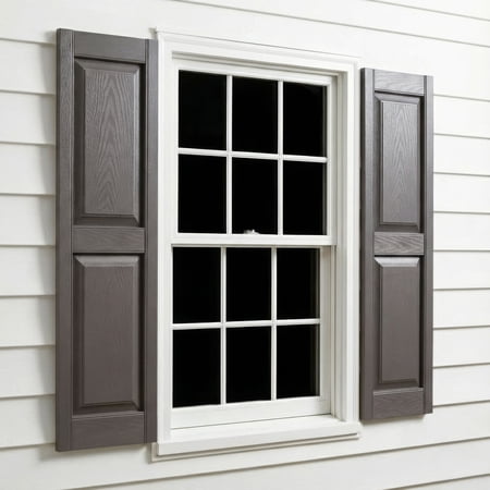 12 W x 75 H EverColor Raised Panel Exterior Vinyl Shutters w/Installation Shutter-Lok s & Matching Screws (Per Pair) Musket Brown