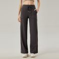 thumbnail image 2 of Delayuji Business Casual Pants for Women Wide Leg Pants for Women 2025 Yoga Pants High Waist Sweatpants with Pockets Stretch Lounge Pants Comfy Workout L Gray, 2 of 4