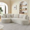 thumbnail image 5 of FFH 121" Modular Sectional Sofa, Oversized L-Shape Cloud Couch, Corduroy Curved Sofa for Living Room, Cream, Left Facing Chaise, 5 of 10
