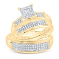 thumbnail image 3 of 10K Yellow Gold His Hers Round Diamond Square Matching Wedding Set 3/8 Cttw, Womens Size: 5-10, Mens Size: 7-13, 3 of 3