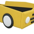 thumbnail image 4 of Euroco Upholsterered Race Car-Shaped Twin Size Platform Bed for Bedroom, Yellow, 4 of 9