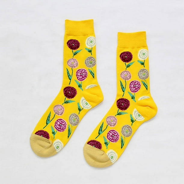Calcetines navideños para hombre y mujer, otoño/invierno, para adultos, medianos, bordados, para mujer