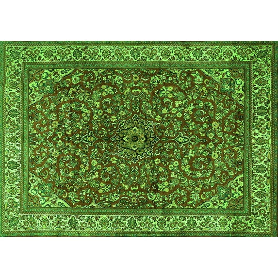 Ahgly Company Indoor Rectangle Persian Green Traditional Area Rugs, 7' x 10'