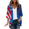 thumbnail image 3 of UVEASISHA 4th of July Cardigans for Women Open Front 3/4 Sleeve Kimonos Independence Day American Flag Print Cardigan Jackets Summer Lightweight Casual Beach Coverups Multicolor L, 3 of 4