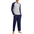 thumbnail image 5 of MoFiz Men's Bamboo Pajamas Set Long Sleeve Crew-Neck Top and Pants with Pockets Loungewear 2-Piece for Men, 5 of 7