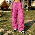 thumbnail image 2 of Rhuody Women Pants Wide Leg Loose Fit Elastic Waist Solid Color Trousers With Pocket Fashion Wear 2Xl Red, 2 of 6