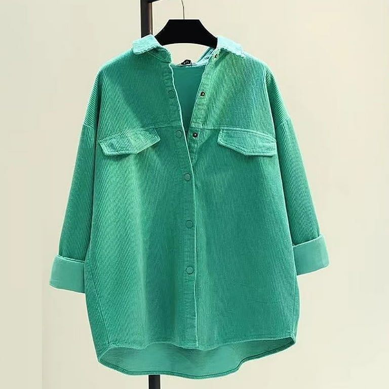 Mrat Denim Jacket for Women Corduroy Casual Plus Size Jean Jacket