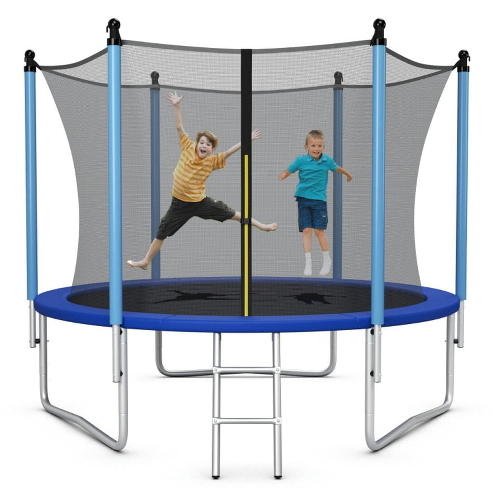Demifill Outdoor Trampoline with Safety Closure Net, 10 Feet Trampoline with Thickened and Steady Frame, Blue