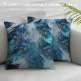 thumbnail image 3 of JRXY Peacock Feather Throw Pillow Case Cushion Cover Watercolor Gradient Blue Soft Halo Beautiful Colors Green Leaves Couch Bed Sofa Car Waist Cushion Cover White, 3 of 5