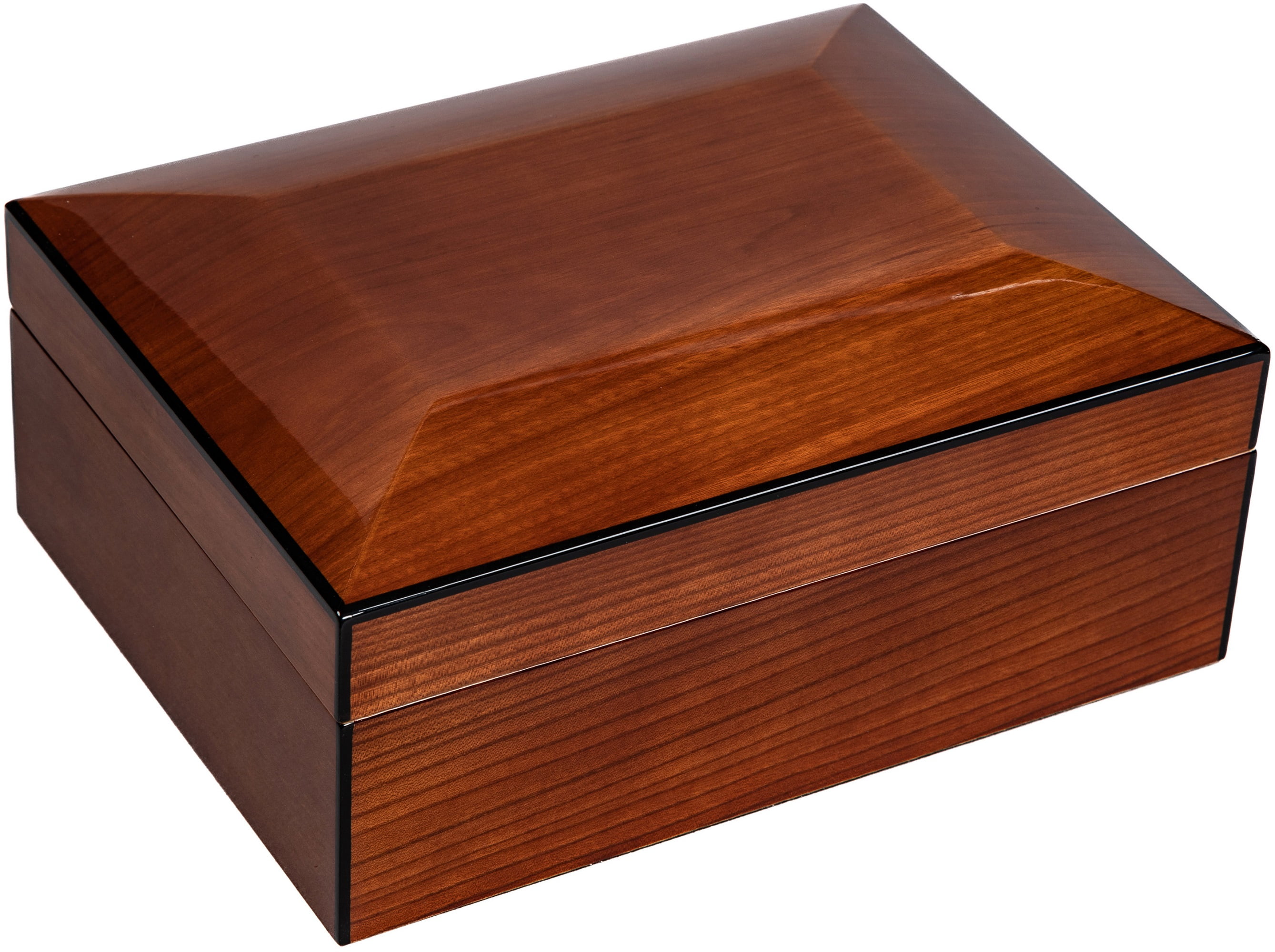 Napoli Dome Shaped Top Cigar Humidor - High Gloss Walnut Burl Finish - Capacity: 75